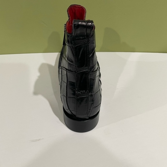 Fennix italy boot black alligator side zipper red bottom sole - Picture 4 of 6